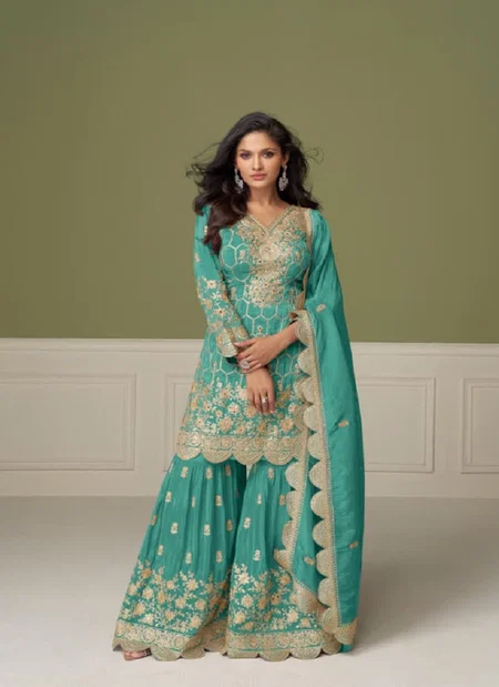 Aleena 5754 By Gulkayra Designer Shimmer Silk With Sequence Embroidery Suits Suppliers In India